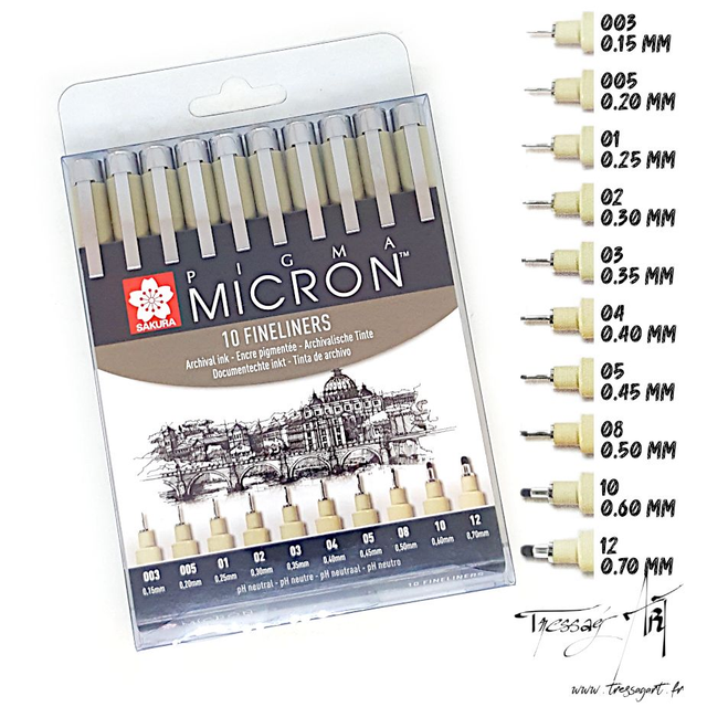 SAKURA - FEUTRES PIGMA MICRON FINELINERS NOIR PAR 10 - AM016