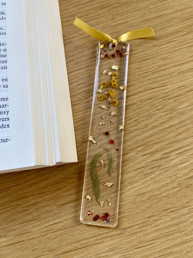 Marque page carré - mimosa