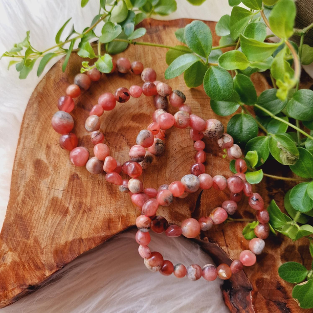 Rhodochrosite Freeform Beaded Bracelet 
