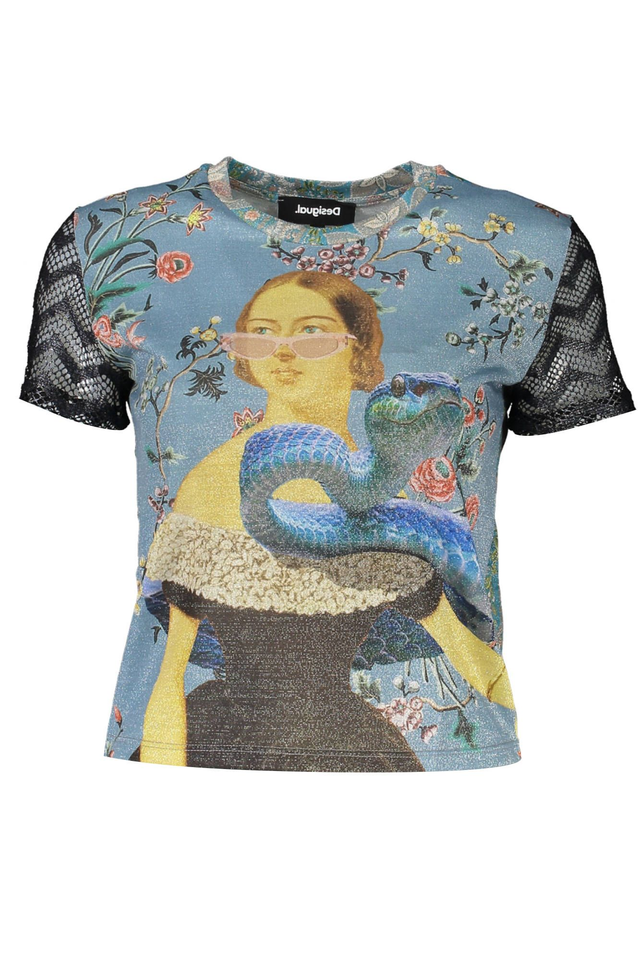 3146DESIGUAL T-SHIRT MANICHE CORTE DONNA AZZURRO