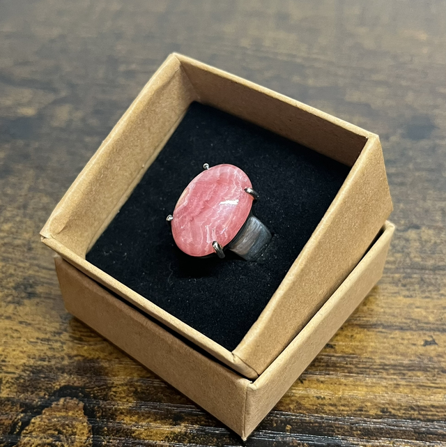Bague en argent et Rhodochrosite - Taille 56
