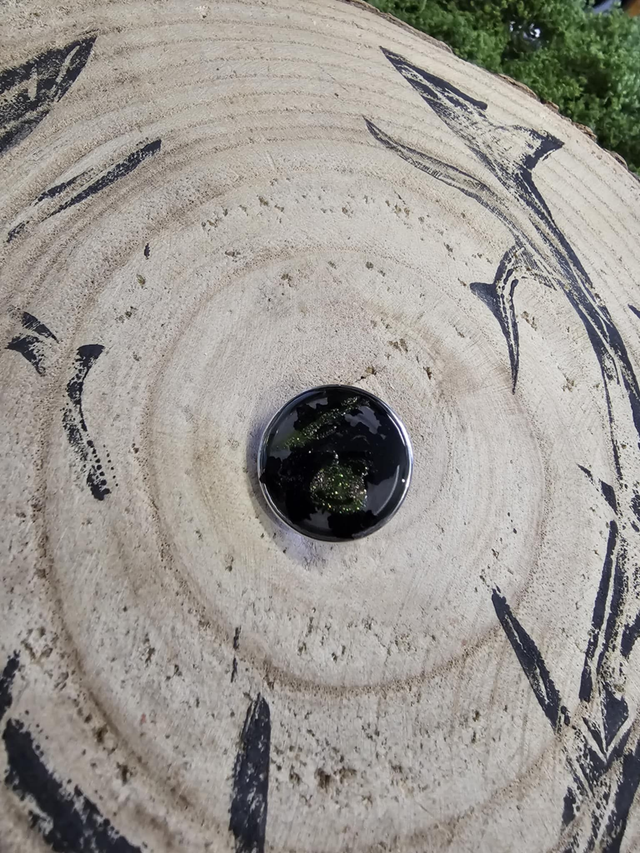 Grenouille sur son lit de feuille noire