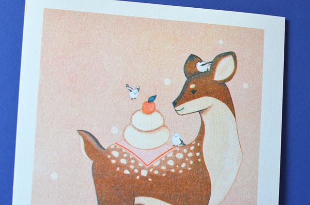 Affichette A4 les animaux de l'hivers : Le faon et les shima enaga