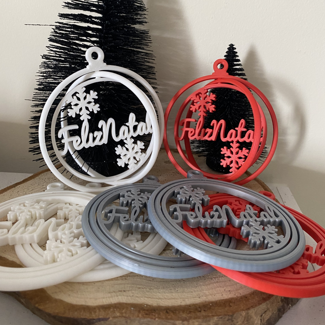 Ornamento Feliz Natal 3D