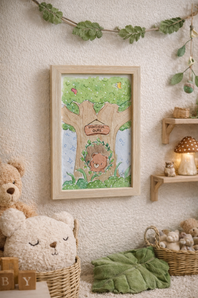 Monsieur Ourson - Aquarelle originale 10x15 cm