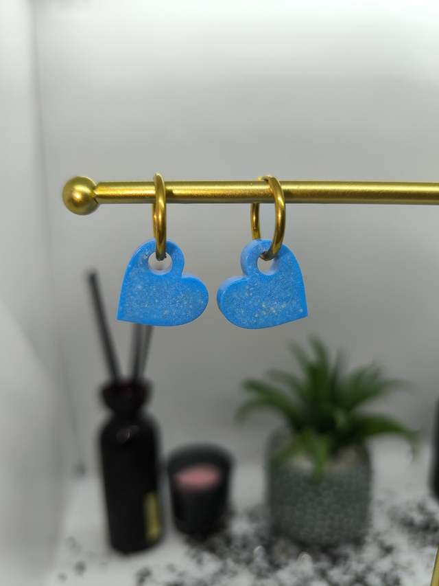 Pampilles interchangeables coeur bleu marbré 