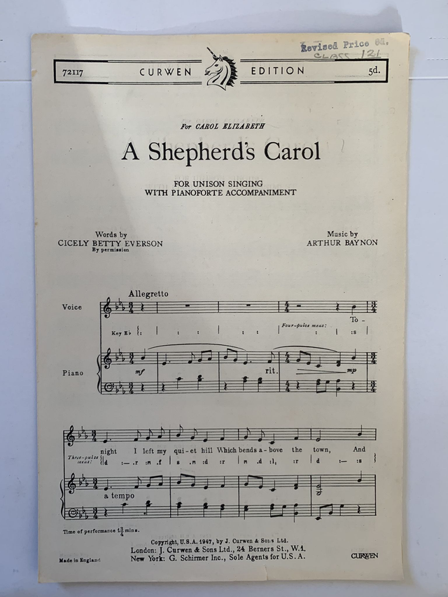 A Shepherd's Carol Unison Sheet Music