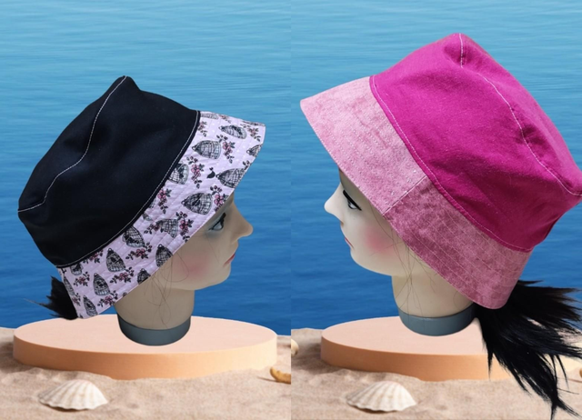 Bob réversible noir intérieur rose