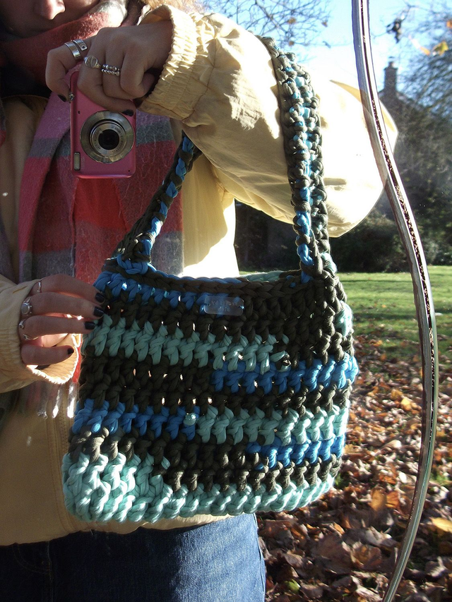 Khaki Green, Blue and Turquoise T-shirt Bag