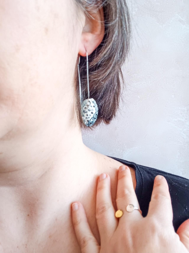 " Pépita " - boucles d'oreilles graines de courges Silver Edge