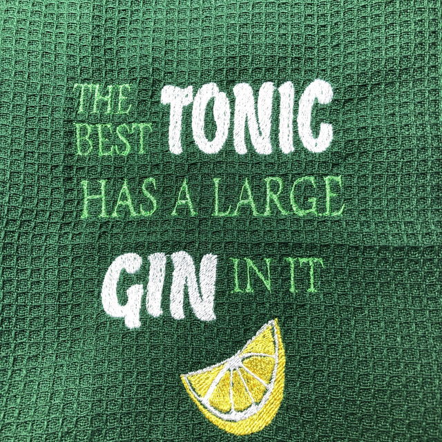 Embroidered Tea Towel - Gin &amp; Tonic