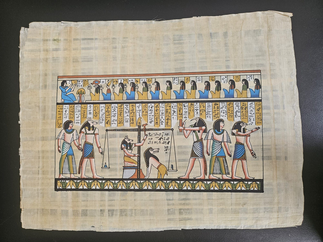 Ancient Egyptian Book of the Dead Papyrus Art – Weighing of the Heart &amp; Anubis Judgement Scene – 23 × 33 cm