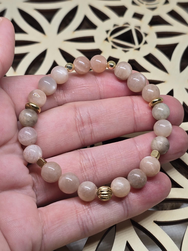 Bracelet Pierre de lune orangée 0,8 cm