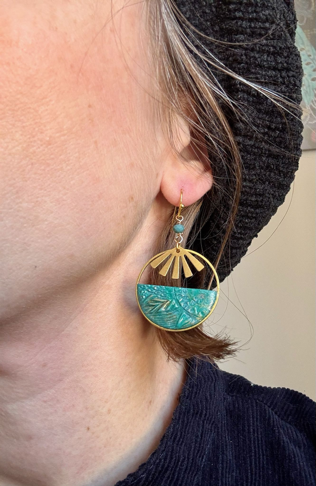 Boucles « Rayons d’or vert »