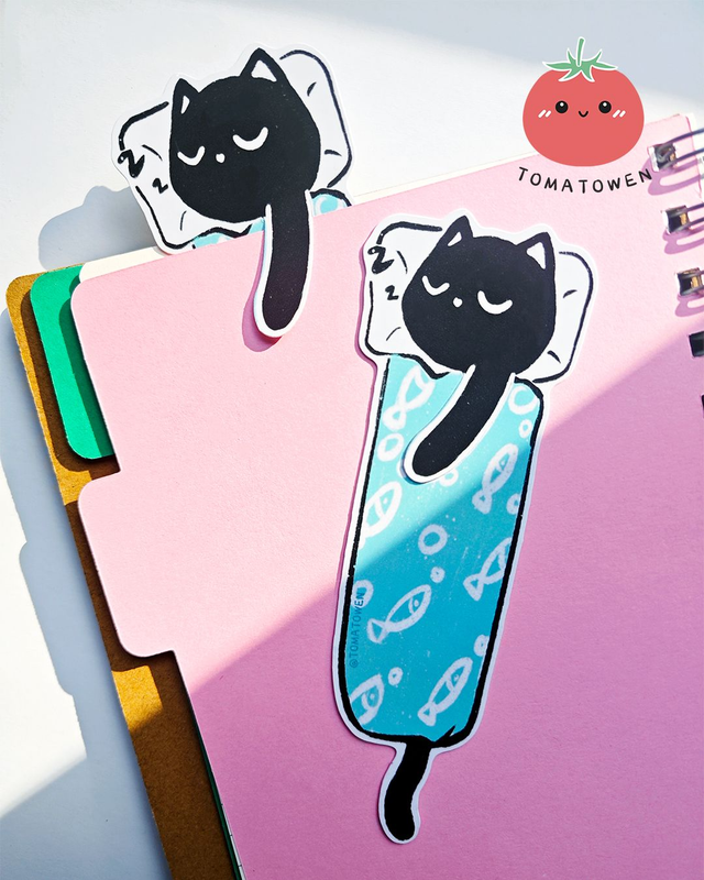 Bookmark: Sleepy Kola black cat