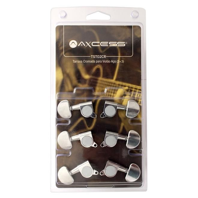 348 - Tarraxa para violão Aço 3+3 Cromada Axcess