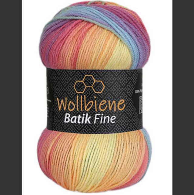 Wollbiene Batik Fine Arc-en-ciel 🌈 fil 🧶 dégradée 100gr