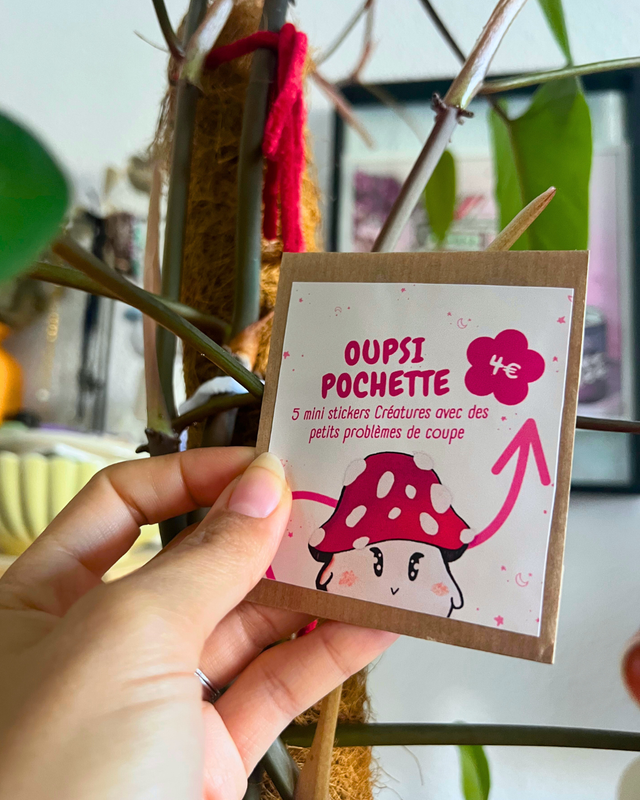 Oupsy stickers | 5 minis stickers créatures waterproof, avec de petit défauts de coupe