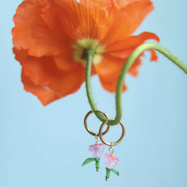 Boucles d'oreilles Tulipes dodues Lilas &amp; Roses