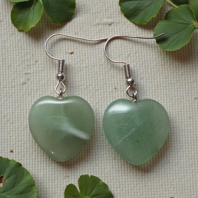 Boucles d'oreilles Cœur en Aventurine Verte