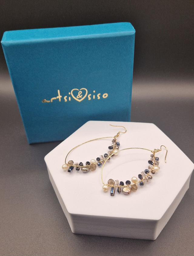 Half Round Crystal Hoop Earrings