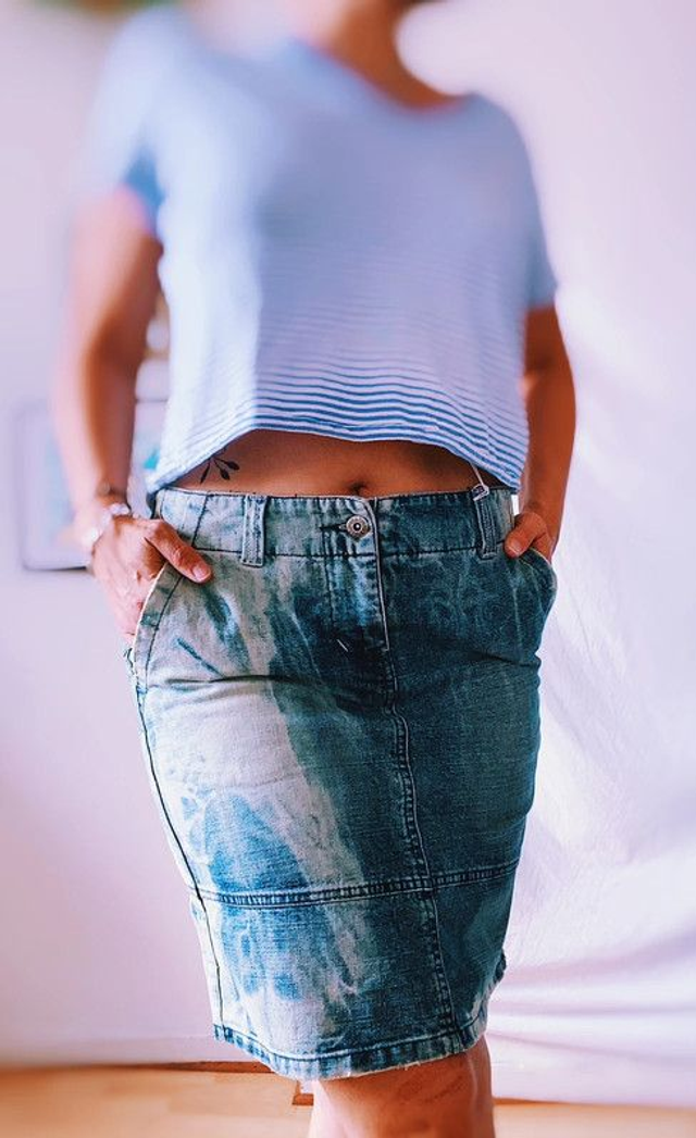 Jupe en jean effet délavé VINTAGE - M 38