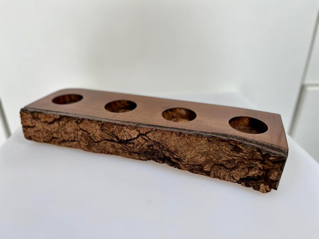 Solid ash live edge tea light holder 