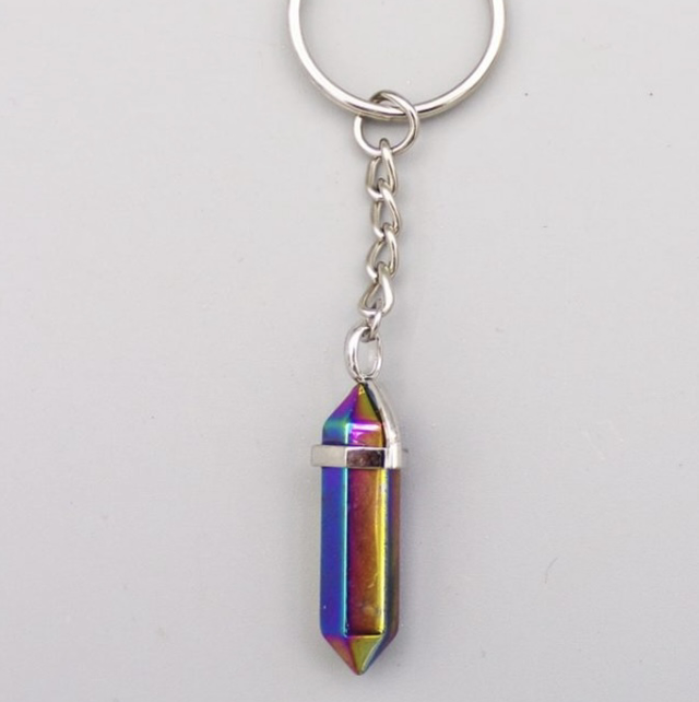 Rainbow Hematite Point Keyring