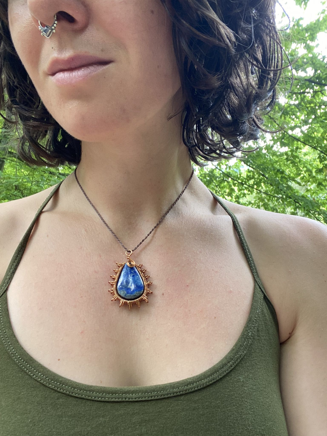 Wire Wrapped Lapislazuli Kette