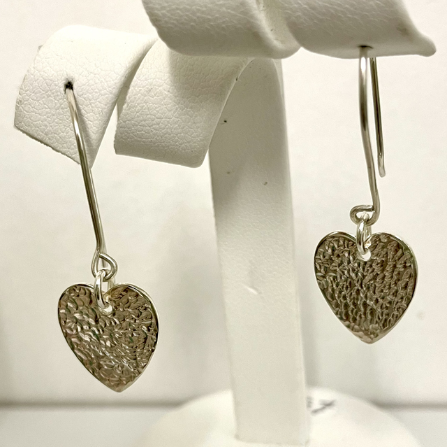 Textured Heart Drop Earrings 