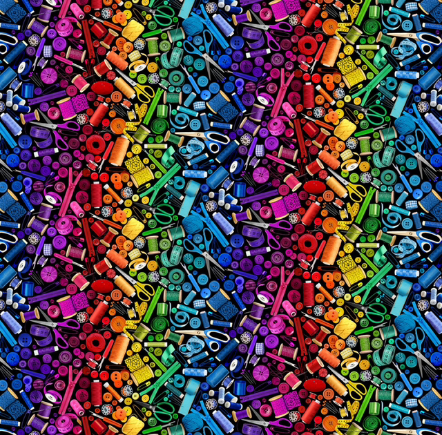 10 cm Patchworkstoff „Sewing Multicolor“