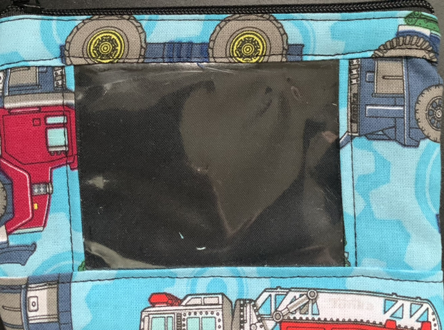 Trucks on Blue Pump Pouch