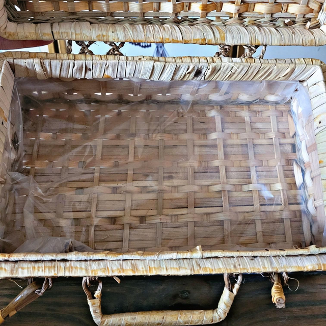 X Valise / valisette en osier tressé couleur marron clair (petit format)