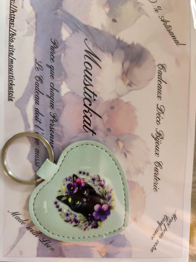 Porte-clés chat en similicuir   &quot;billy the cat &quot;