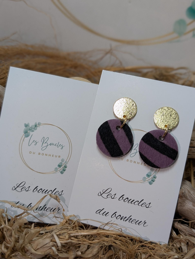 Boucles d'oreilles Anti Gaspi zèbre violet ag155