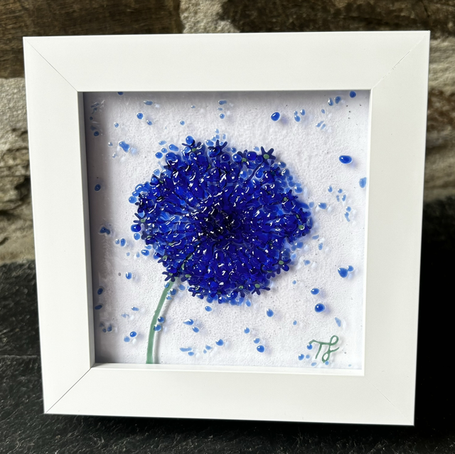 Blue Allium Artwork in Standing frame