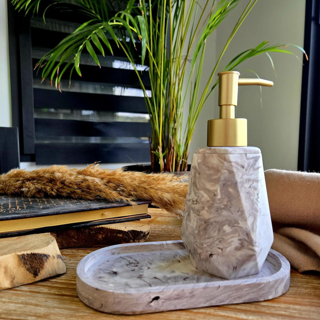 Distributeur de savon marbré taupe