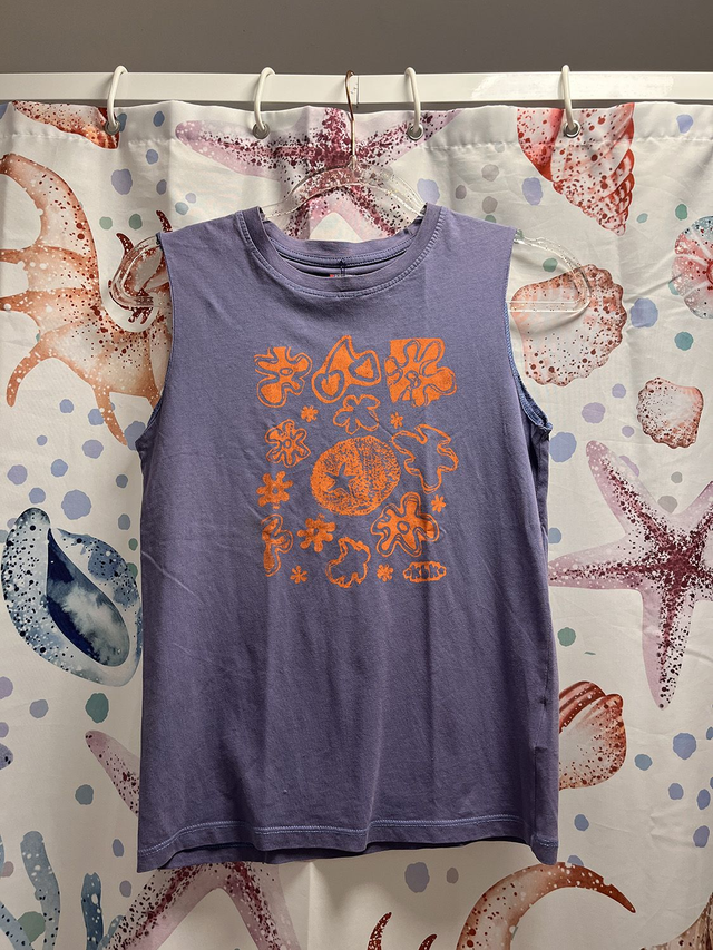 Purple and Orange Flowery Printed Vest