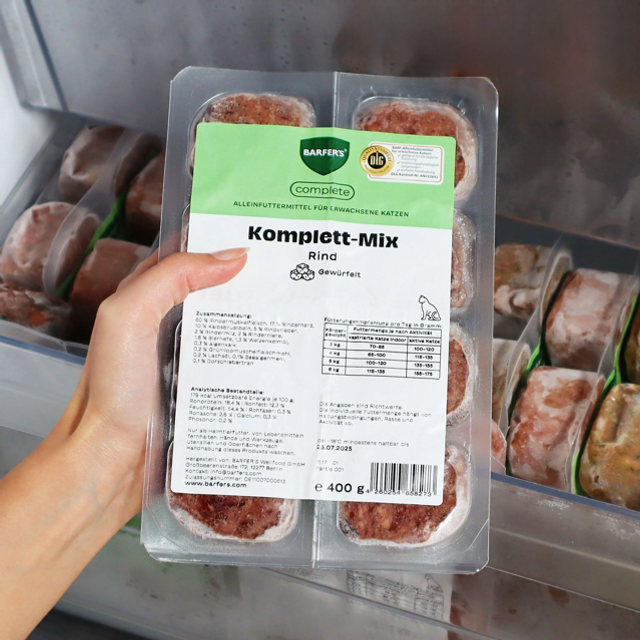 Würfel: Komplett-Mix Rind für Katzen 400g