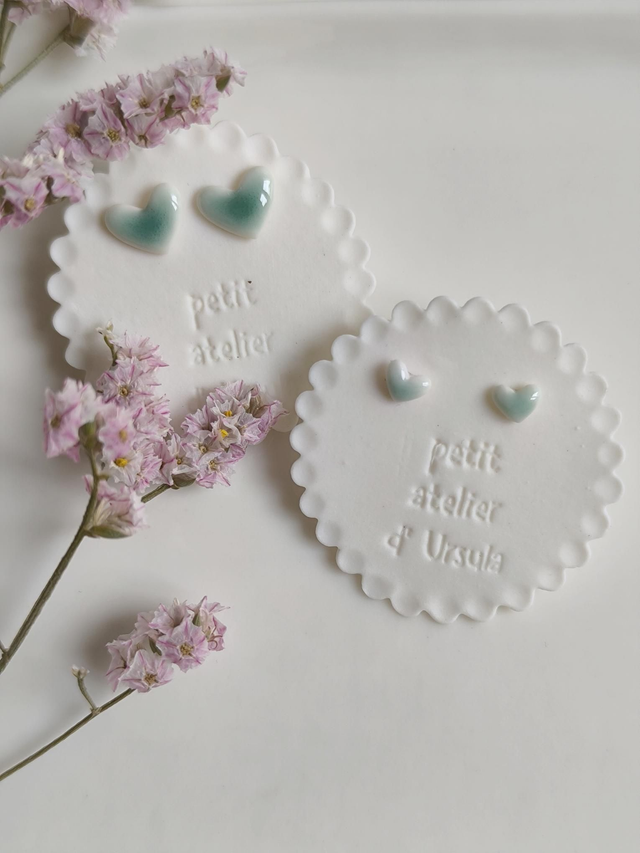 green heart earrings