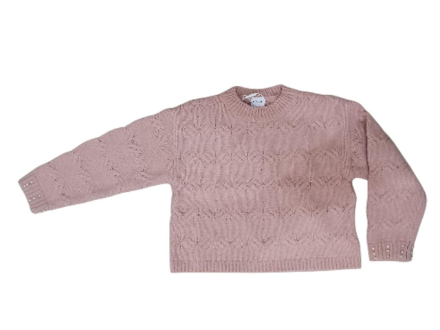Pull rose pale perles