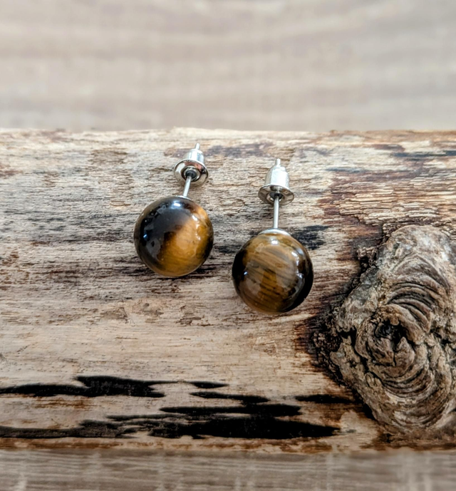 Boucles d'oreilles Oeil de tigre 6mm