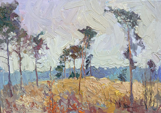 „Einsamkeit unter Kiefern“ – Öl auf Leinwand, 50 × 70 cm, 2024 | Solitude Among the Pines