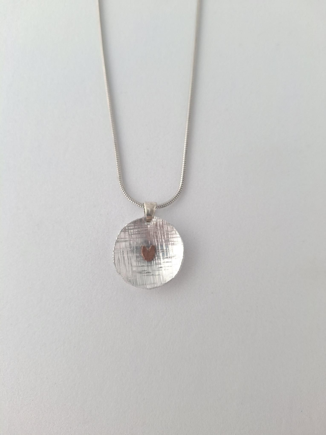 Textured Dome Pendant with Copper Heart