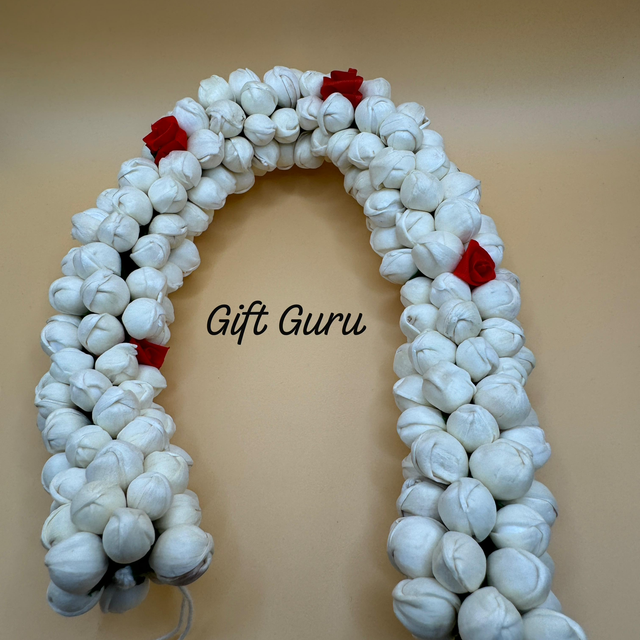 Traditional Gajra Mogra for Hair Artificial Rose Jasmine Flowers White and Red Color