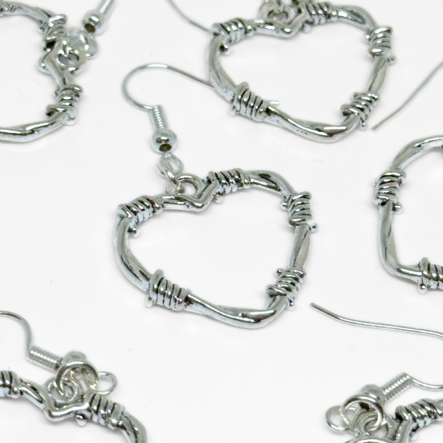 Barbed Wire Heart Earrings