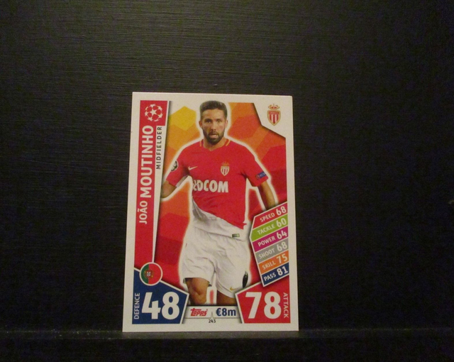 Joao Moutinho - UEFA Champions League Match Attax 2017/18 Original Trading Card #243