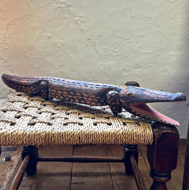 A Signed &amp; Date Stamped Oceanic Art Carved Wood Crocodile