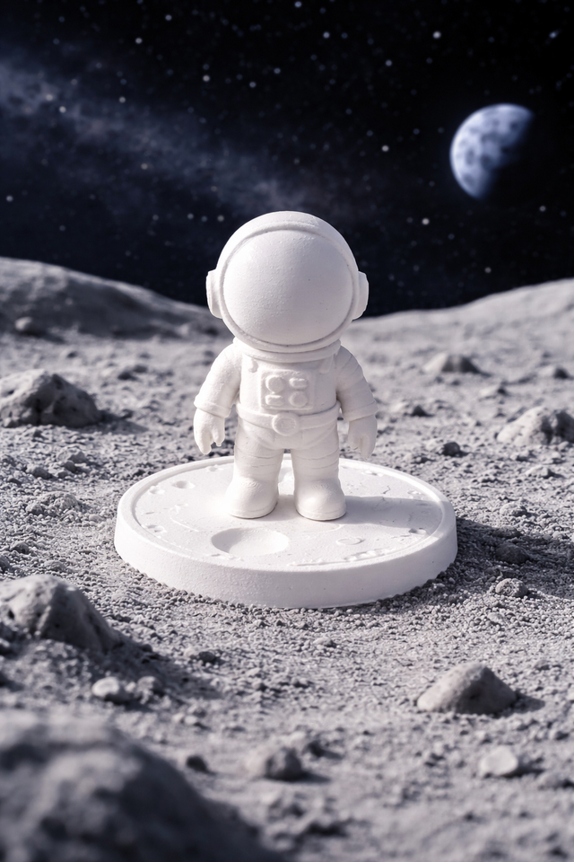 Astronaute Blanc avec socle lunaire à colorier ou à peindre ( fabriqué en PLA )