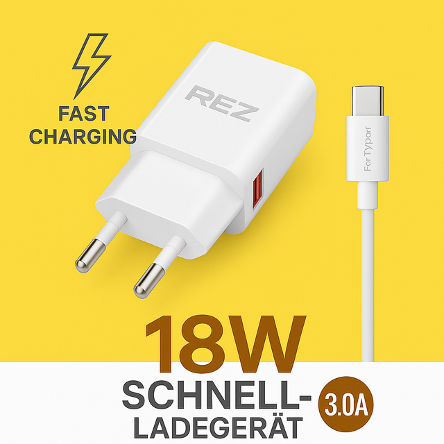 🔌 REZ 18W Schnellladegerät inkl. USB-C Kabel